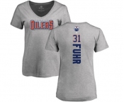 NHL Women Adidas Edmonton Oilers #31 Grant Fuhr Ash Backer T-Shirt