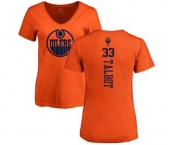 NHL Women Adidas Edmonton Oilers #33 Cam Talbot Orange One Color Backer Slim Fit V-Neck T-Shirt