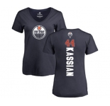 NHL Women Adidas Edmonton Oilers #44 Zack Kassian Navy Blue Backer Slim Fit V-Neck T-Shirt