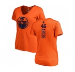 NHL Women Adidas Edmonton Oilers #46 Pontus Aberg Orange One Color Backer Slim Fit V-Neck T-Shirt