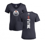 NHL Women Adidas Edmonton Oilers #5 Mark Fayne Navy Blue Backer Slim Fit V-Neck T-Shirt
