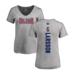 NHL Women Adidas Edmonton Oilers #6 Adam Larsson Ash Backer T-Shirt