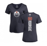 NHL Women Adidas Edmonton Oilers #60 Olivier Rodrigue Navy Blue Backer Slim Fit V-Neck T-Shirt