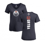 NHL Women Adidas Edmonton Oilers #62 Eric Gryba Navy Blue Backer Slim Fit V-Neck T-Shirt