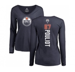 NHL Women Adidas Edmonton Oilers #67 Benoit Pouliot Navy Blue Backer Slim Fit Long Sleeve T-Shirt