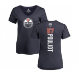 NHL Women Adidas Edmonton Oilers #67 Benoit Pouliot Navy Blue Backer Slim Fit V-Neck T-Shirt