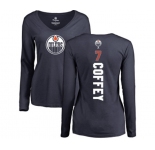 NHL Women Adidas Edmonton Oilers #7 Paul Coffey Navy Blue Backer Slim Fit Long Sleeve T-Shirt
