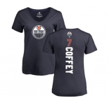 NHL Women Adidas Edmonton Oilers #7 Paul Coffey Navy Blue Backer Slim Fit V-Neck T-Shirt