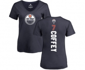 NHL Women Adidas Edmonton Oilers #7 Paul Coffey Navy Blue Backer Slim Fit V-Neck T-Shirt