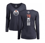 NHL Women Adidas Edmonton Oilers #70 Ryan McLeod Navy Blue Backer Slim Fit Long Sleeve T-Shirt