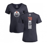 NHL Women Adidas Edmonton Oilers #70 Ryan McLeod Navy Blue Backer Slim Fit V-Neck T-Shirt