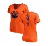 NHL Women Adidas Edmonton Oilers #70 Ryan McLeod Orange One Color Backer Slim Fit V-Neck T-Shirt