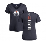 NHL Women Adidas Edmonton Oilers #81 Yohann Auvitu Navy Blue Backer Slim Fit V-Neck T-Shirt
