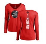 NBA Women's Nike Toronto Raptors #1 Tracy Mcgrady Red Backer Long Sleeve T-Shirt