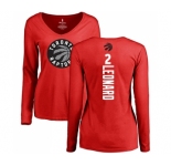 NBA Women's Nike Toronto Raptors #2 Kawhi Leonard Red Backer Long Sleeve T-Shirt