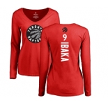 NBA Women's Nike Toronto Raptors #9 Serge Ibaka Red Backer Long Sleeve T-Shirt