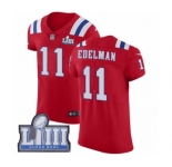 Men's Nike New England Patriots #11 Julian Edelman Red Alternate Vapor Untouchable Elite Player Super Bowl LIII Bound NFL Jersey