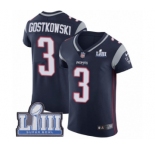 Men's Nike New England Patriots #3 Stephen Gostkowski Navy Blue Team Color Vapor Untouchable Elite Player Super Bowl LIII Bound NFL Jersey