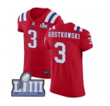 Men's Nike New England Patriots #3 Stephen Gostkowski Red Alternate Vapor Untouchable Elite Player Super Bowl LIII Bound NFL Jersey