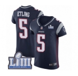 Men's Nike New England Patriots #5 Danny Etling Navy Blue Team Color Vapor Untouchable Elite Player Super Bowl LIII Bound NFL Jersey