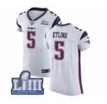 Men's Nike New England Patriots #5 Danny Etling White Vapor Untouchable Elite Player Super Bowl LIII Bound NFL Jersey