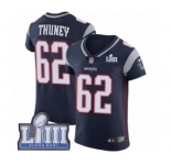 Men's Nike New England Patriots #62 Joe Thuney Navy Blue Team Color Vapor Untouchable Elite Player Super Bowl LIII Bound NFL Jersey