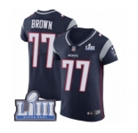Men's Nike New England Patriots #77 Trent Brown Navy Blue Team Color Vapor Untouchable Elite Player Super Bowl LIII Bound NFL Jersey