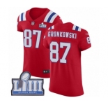 Men's Nike New England Patriots #87 Rob Gronkowski Red Alternate Vapor Untouchable Elite Player Super Bowl LIII Bound NFL Jersey