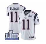 Men's Nike New England Patriots #11 Drew Bledsoe White Vapor Untouchable Limited Player Super Bowl LIII Bound NFL Jersey
