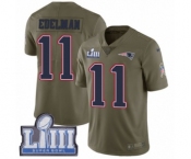 Men's Nike New England Patriots #11 Julian Edelman Limited Olive 2017 Salute to Service Super Bowl LIII Bound NFL Jersey