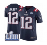Men's Nike New England Patriots #12 Tom Brady Limited Navy Blue Rush Vapor Untouchable Super Bowl LIII Bound NFL Jersey