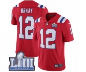 Men's Nike New England Patriots #12 Tom Brady Red Alternate Vapor Untouchable Limited Player Super Bowl LIII Bound NFL Jersey