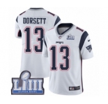 Men's Nike New England Patriots #13 Phillip Dorsett White Vapor Untouchable Limited Player Super Bowl LIII Bound NFL Jersey