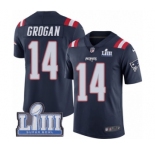 Men's Nike New England Patriots #14 Steve Grogan Limited Navy Blue Rush Vapor Untouchable Super Bowl LIII Bound NFL Jersey