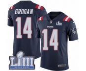 Men's Nike New England Patriots #14 Steve Grogan Limited Navy Blue Rush Vapor Untouchable Super Bowl LIII Bound NFL Jersey