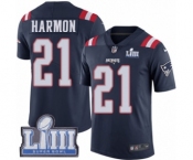 Men's Nike New England Patriots #21 Duron Harmon Limited Navy Blue Rush Vapor Untouchable Super Bowl LIII Bound NFL Jersey