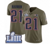 Men's Nike New England Patriots #21 Duron Harmon Limited Olive 2017 Salute to Service Super Bowl LIII Bound NFL Jersey