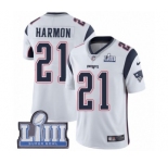 Men's Nike New England Patriots #21 Duron Harmon White Vapor Untouchable Limited Player Super Bowl LIII Bound NFL Jersey