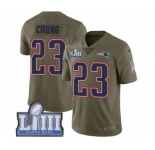 Men's Nike New England Patriots #23 Patrick Chung Limited Olive 2017 Salute to Service Super Bowl LIII Bound NFL Jersey