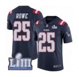 Men's Nike New England Patriots #25 Eric Rowe Limited Navy Blue Rush Vapor Untouchable Super Bowl LIII Bound NFL Jersey