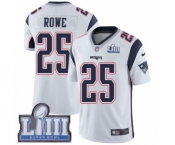 Men's Nike New England Patriots #25 Eric Rowe White Vapor Untouchable Limited Player Super Bowl LIII Bound NFL Jersey