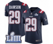 Men's Nike New England Patriots #29 Duke Dawson Limited Navy Blue Rush Vapor Untouchable Super Bowl LIII Bound NFL Jersey
