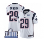 Men's Nike New England Patriots #29 Duke Dawson White Vapor Untouchable Limited Player Super Bowl LIII Bound NFL Jersey
