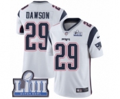 Men's Nike New England Patriots #29 Duke Dawson White Vapor Untouchable Limited Player Super Bowl LIII Bound NFL Jersey