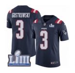Men's Nike New England Patriots #3 Stephen Gostkowski Limited Navy Blue Rush Vapor Untouchable Super Bowl LIII Bound NFL Jersey