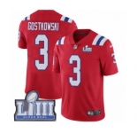 Men's Nike New England Patriots #3 Stephen Gostkowski Red Alternate Vapor Untouchable Limited Player Super Bowl LIII Bound NFL Jersey
