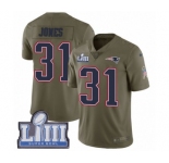 Men's Nike New England Patriots #31 Jonathan Jones Limited Olive 2017 Salute to Service Super Bowl LIII Bound NFL Jersey