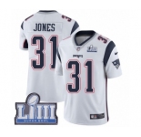 Men's Nike New England Patriots #31 Jonathan Jones White Vapor Untouchable Limited Player Super Bowl LIII Bound NFL Jersey