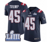 Men's Nike New England Patriots #45 Donald Trump Limited Navy Blue Rush Vapor Untouchable Super Bowl LIII Bound NFL Jersey