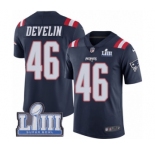 Men's Nike New England Patriots #46 James Develin Limited Navy Blue Rush Vapor Untouchable Super Bowl LIII Bound NFL Jersey